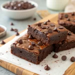 High protein brownie recipe freshly baked in a square pan