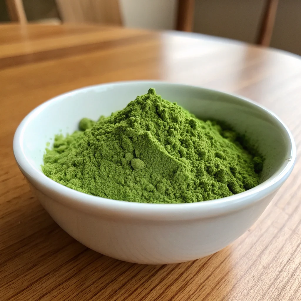 a vibrant green matcha powder