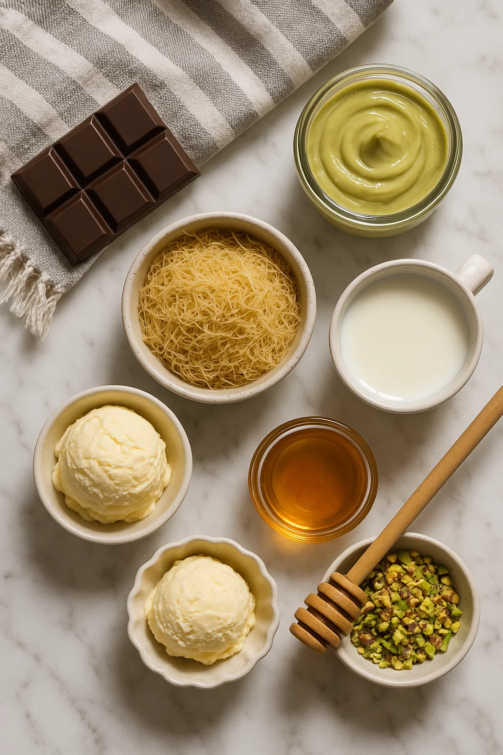 Ingredients for Homemade Shake Shack Dubai Chocolate Milkshake Recipe