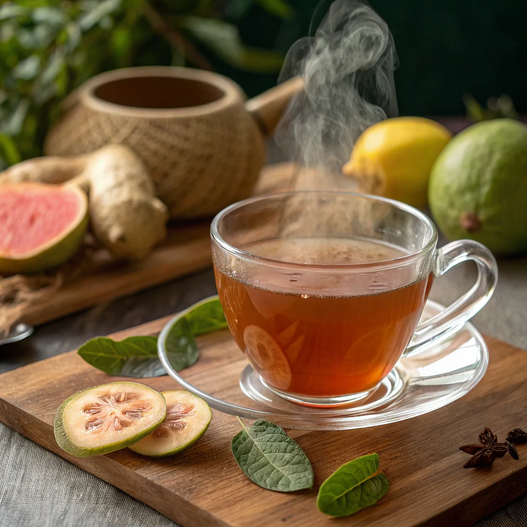 Costa Rican tea recipe for weight loss with ginger and guava leaves