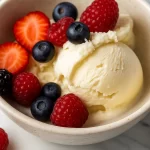 Serving cottage cheese ice cream with fruits