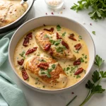 High Protein Marry Me Chicken Recipe in cast-iron skillet