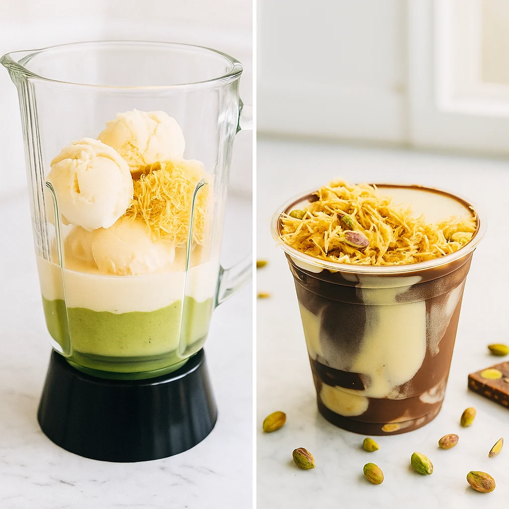 Steps 3-4 to prepare the Homemade Shake Shack Dubai Chocolate Milkshake Recipe