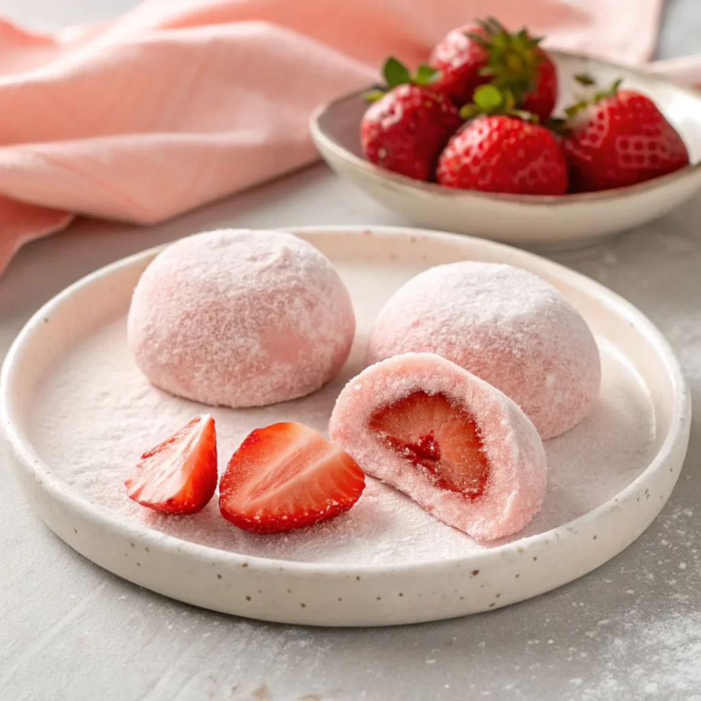 Strawberry Mochi Recipe Featured Close-Up
