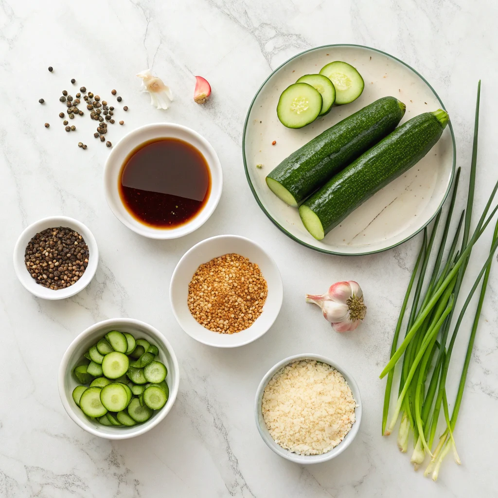 tiktok-cucumber-salad-ingredients.webp TikTok cucumber salad ingredients on white marble counter