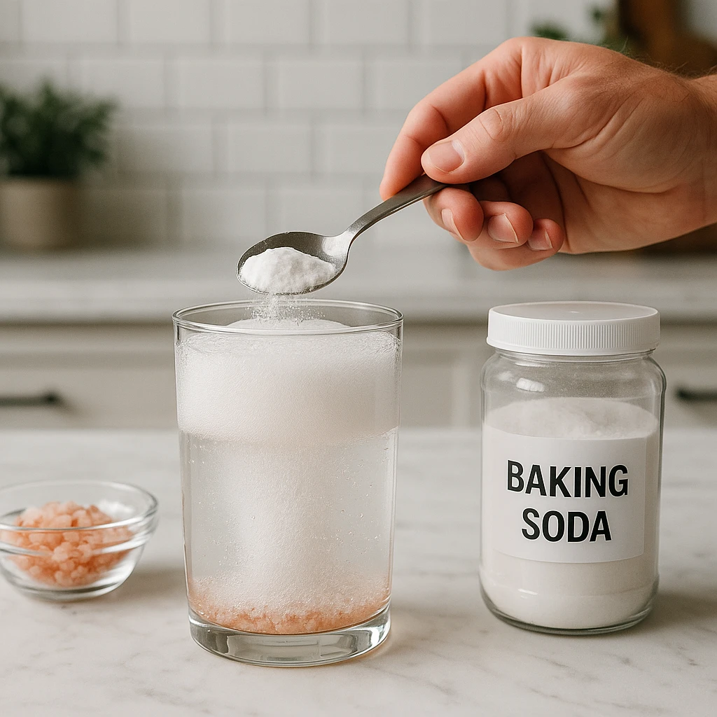 How to mix vinegar, baking soda and pink salt for health