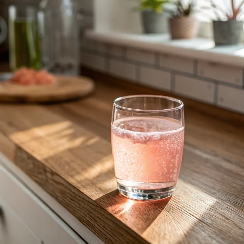 john hopkins pink salt recipe detox drink in a clear glass