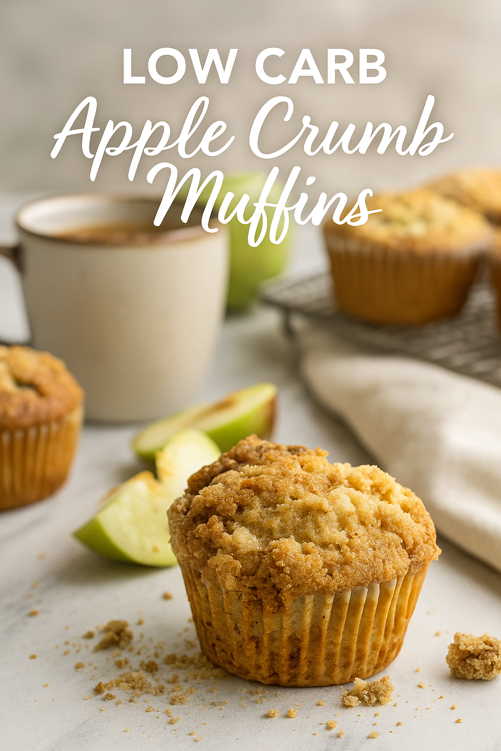 Low carb apple cardamom crumb muffins visual for pinterest