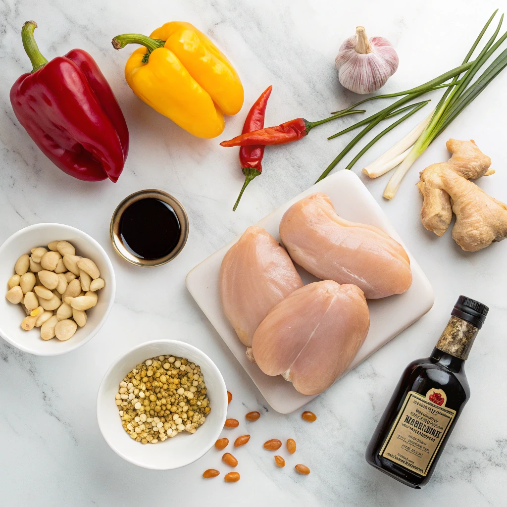 Ingredients for low carb Kung Pao chicken recipe