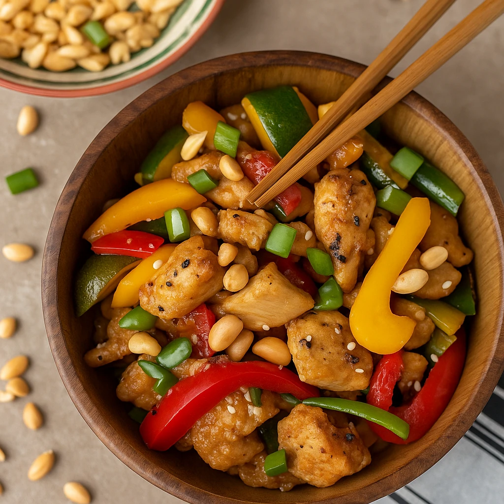 Low carb Kung Pao chicken served