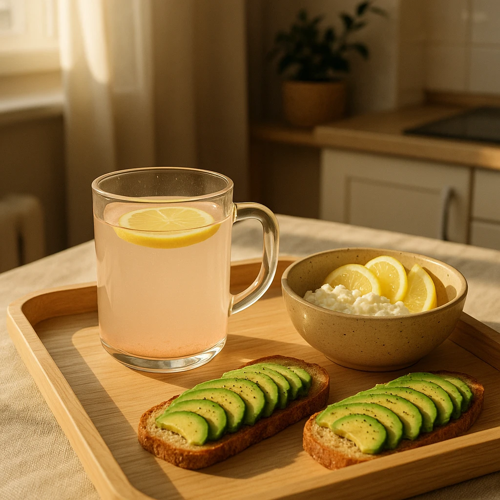 Pink salt diet drink served with clean meal